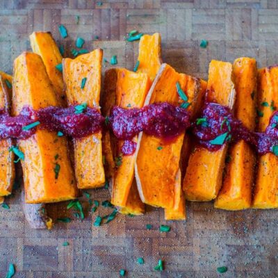 Sweet Potato Wedges With Balsamic Beet Ketchup