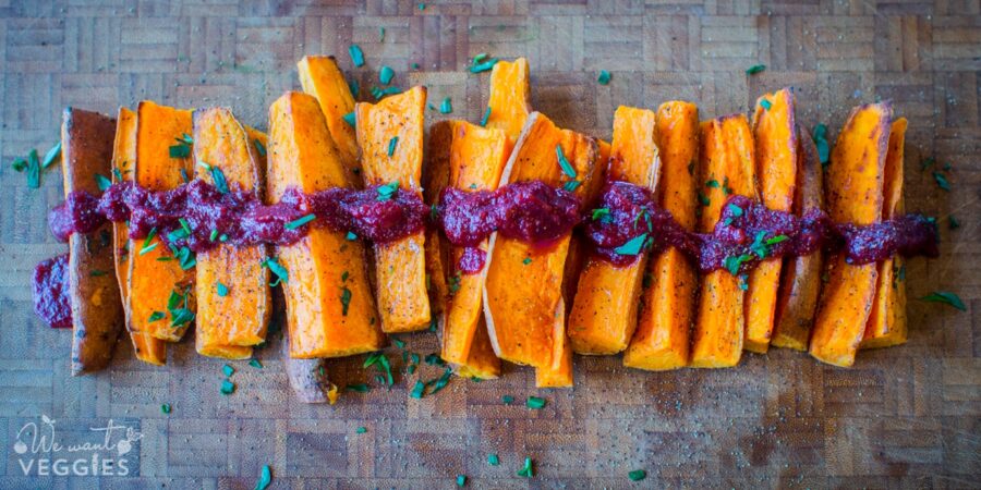 Sweet Potato Wedges With Balsamic Beet Ketchup