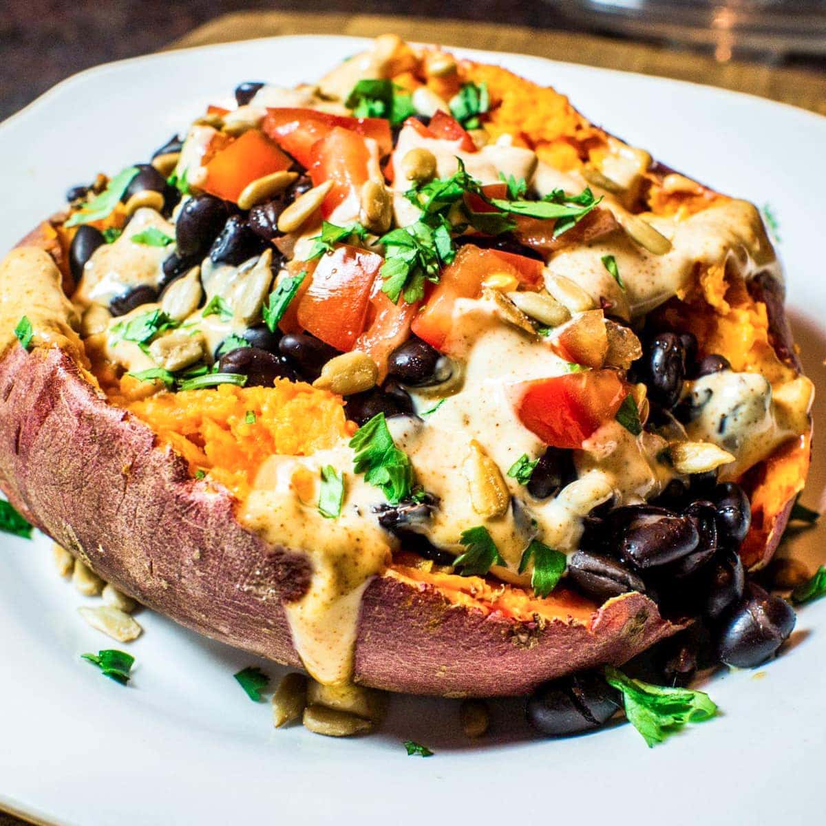 black bean stuffed sweet potatoes