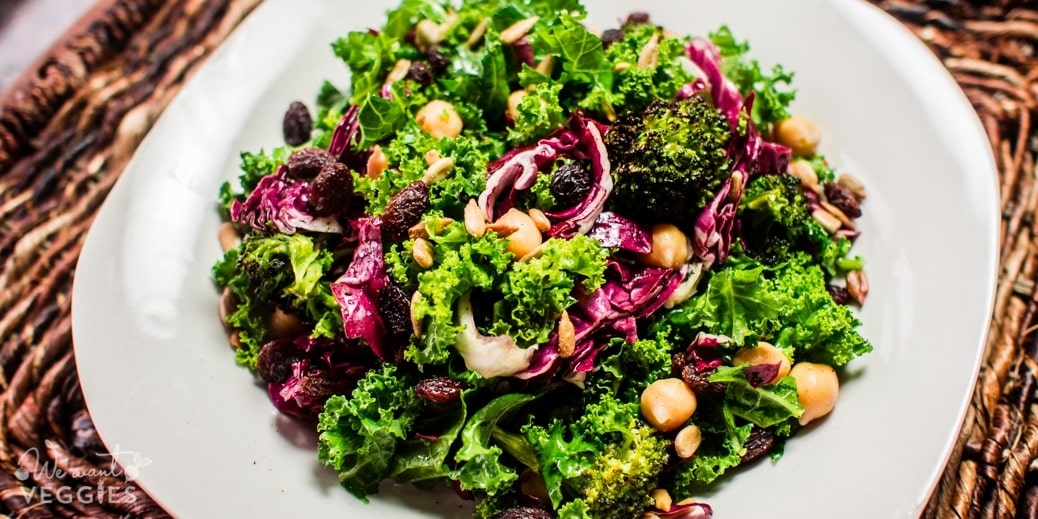 Roasted Broccoli, Chickpea & Kale Salad