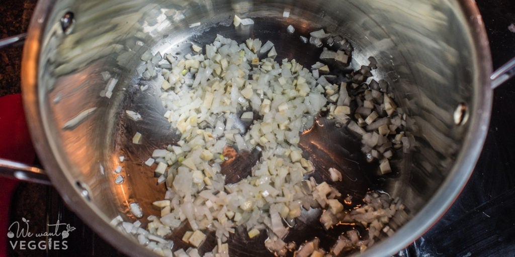 Sauté onion & celery root in sunflower oil.