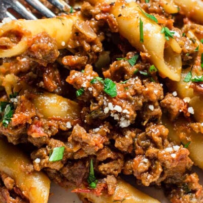 Crock Pot Vegan Ziti with Fork