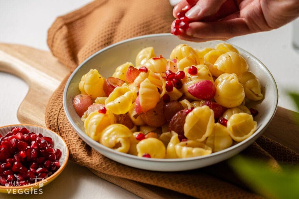 Add pomegranate to pasta