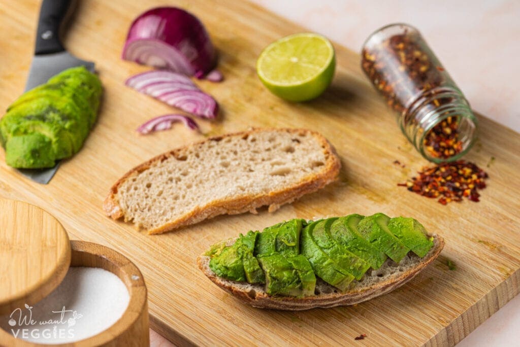 Avocado arranged on toast