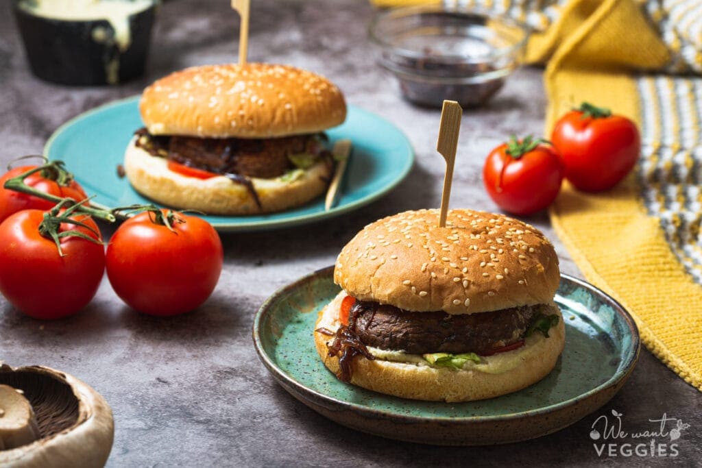 Mushroom burger on a plate