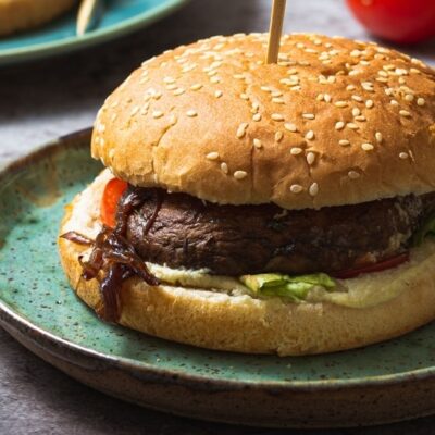 Mushroom burger on a plate