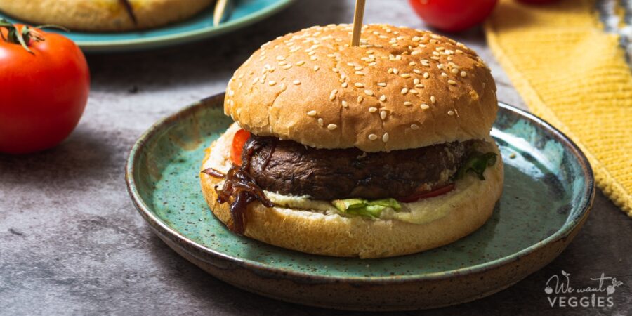 Mushroom burger on a plate