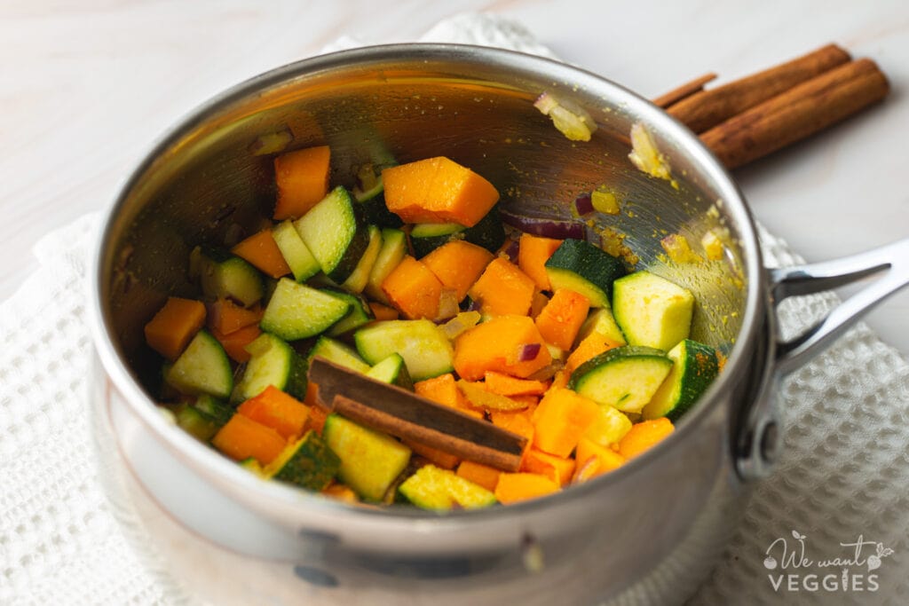 Vegetables in pan