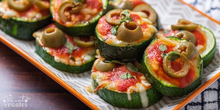 zucchini pizza bites on a tray