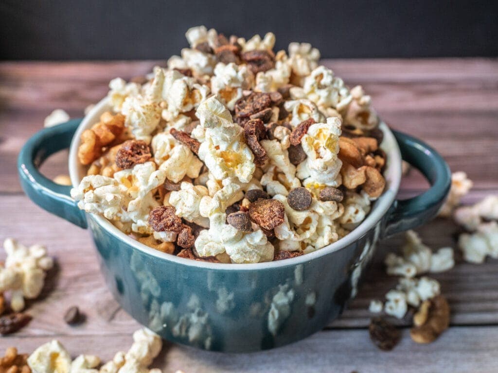 Bowl of Pumpkin Spice Popcorn Trail Mix