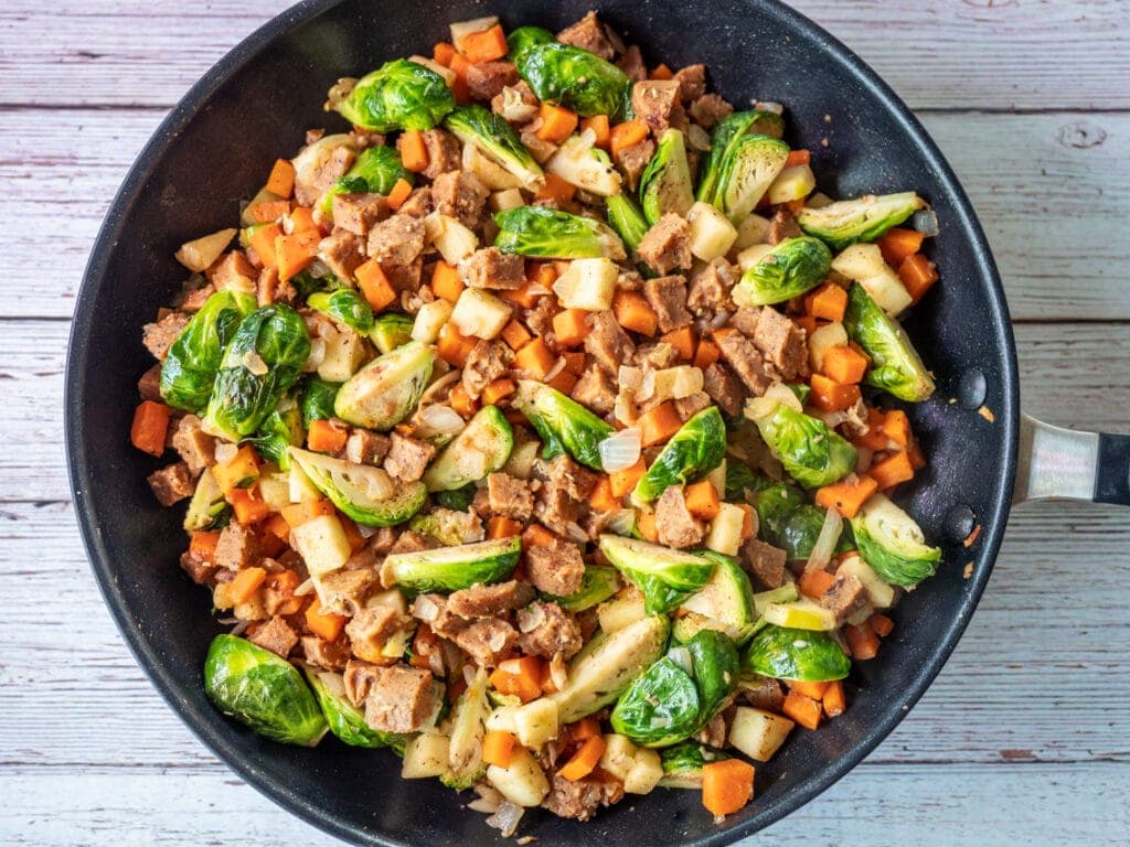 Pan of autumn sweet potato hash