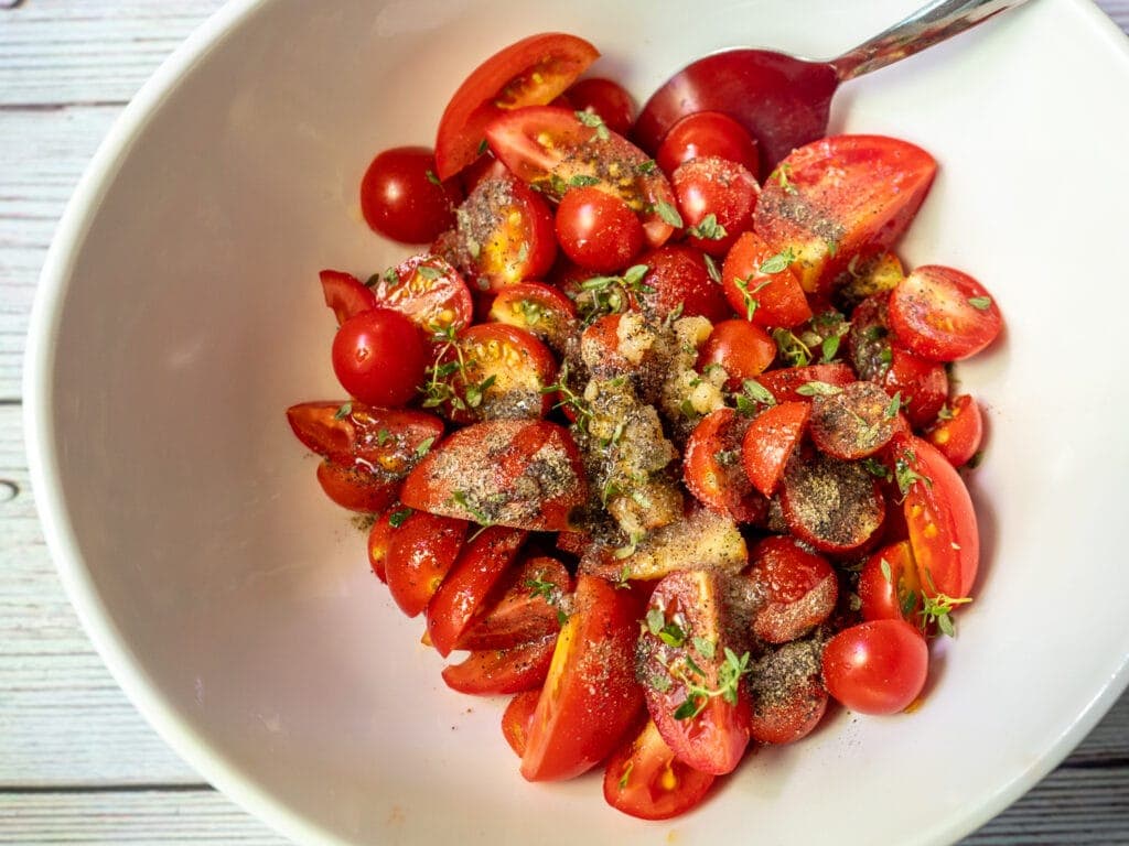 Unmixed ingredients in bowl.