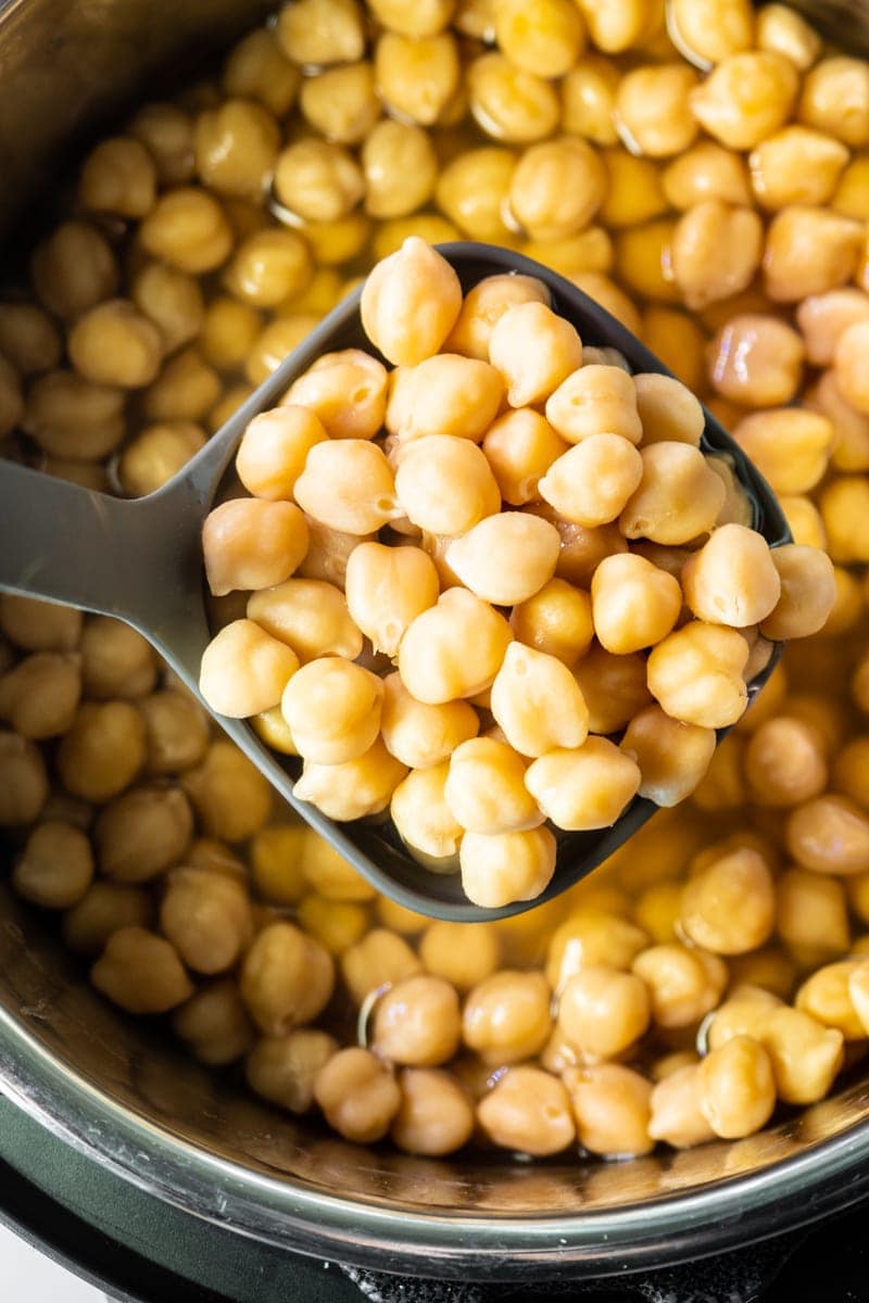 Chickpeas in ladle