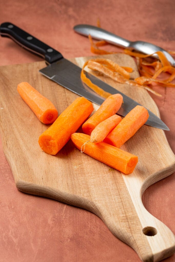 Carrots peeled and cut