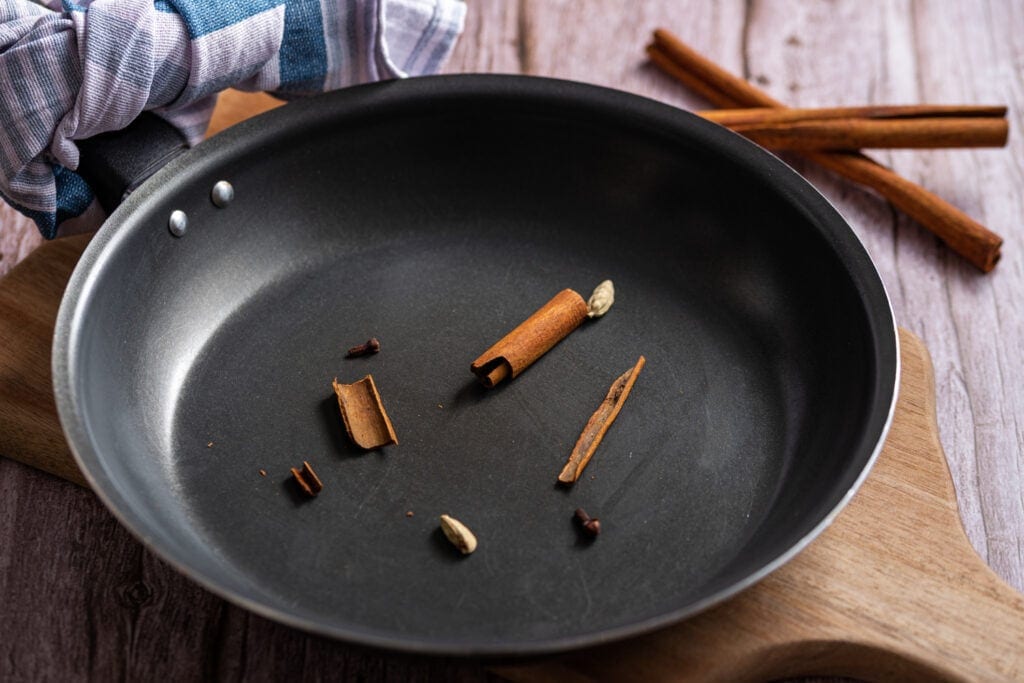 Spices toasting in skillet