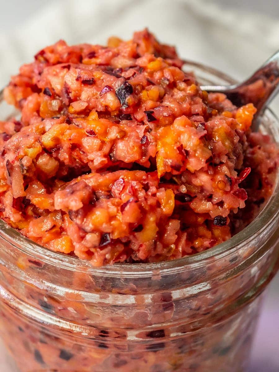 Cranberry-Orange Relish in jar.