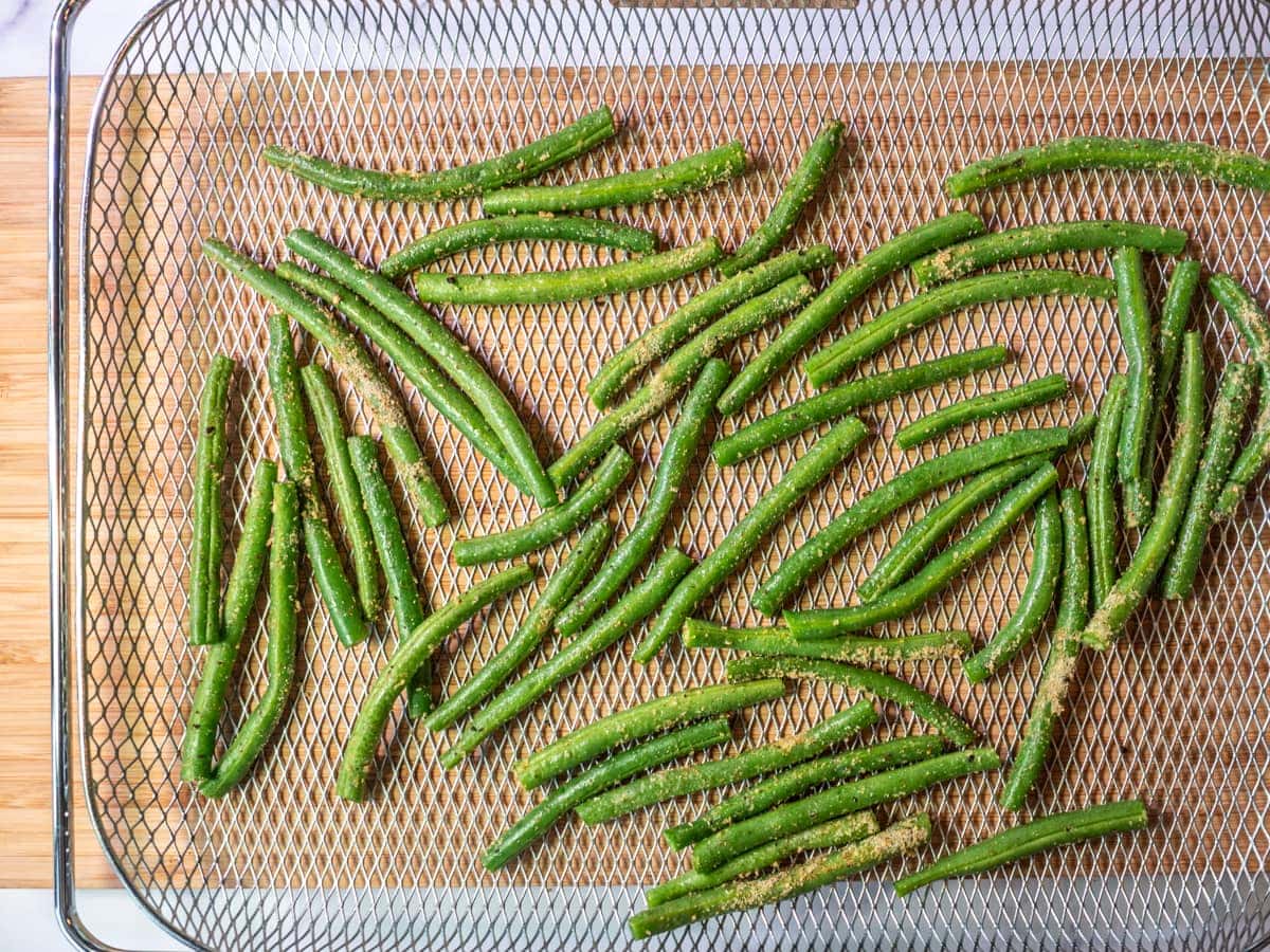 Green beans in basket.
