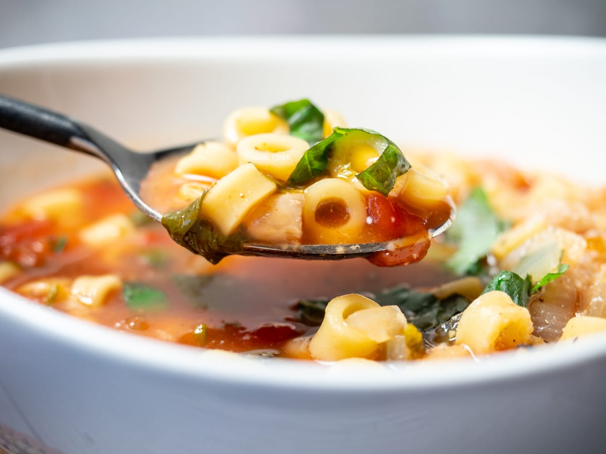 Tomato Florentine Soup in spoon