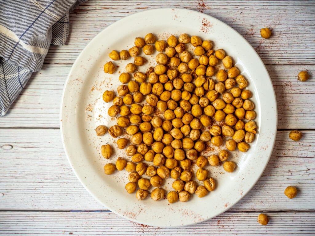 Air fryer chickpeas on plate