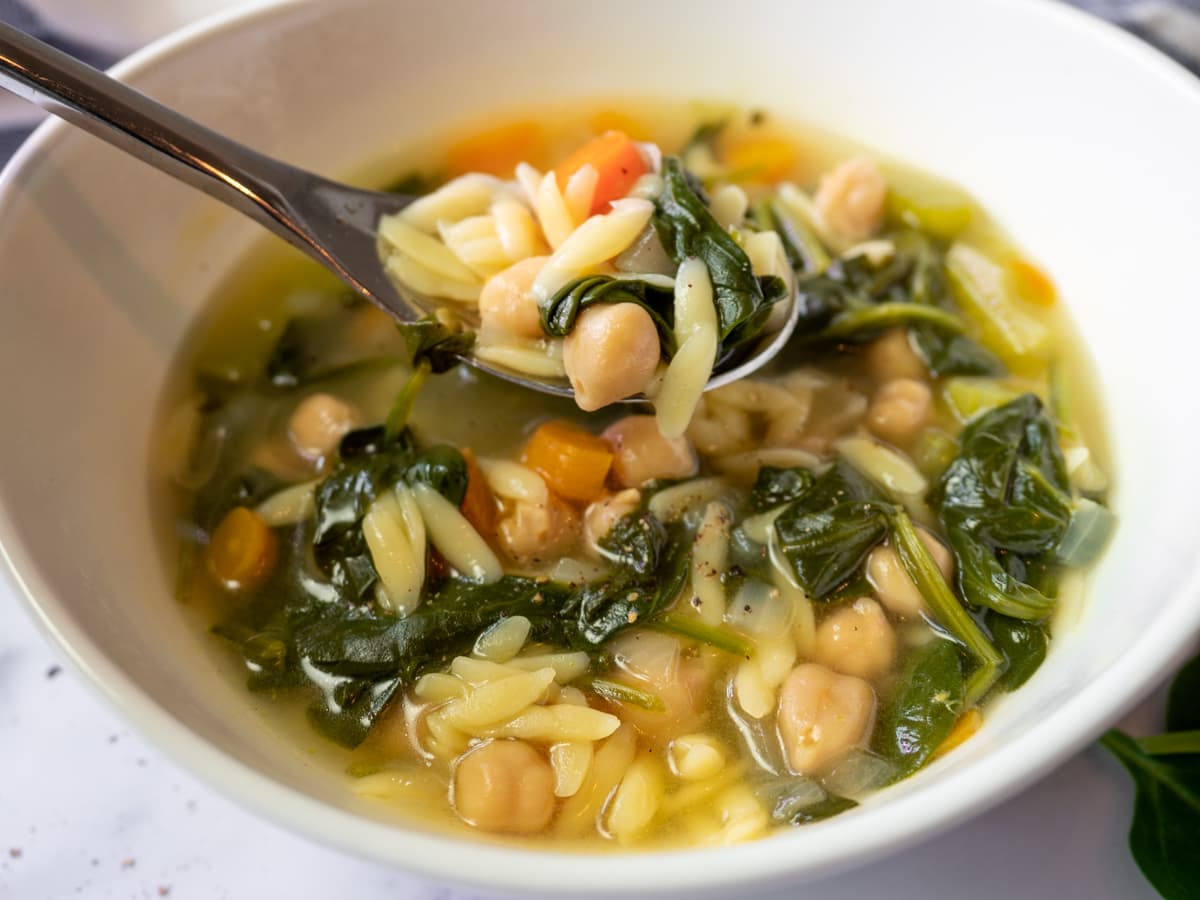 Spoonful of Lemon Chickpea Orzo Soup