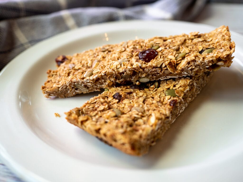 Granola bars on platr